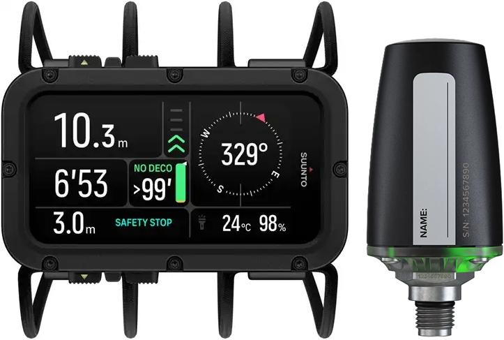 Suunto Nautic met Bungee cord en tankpod